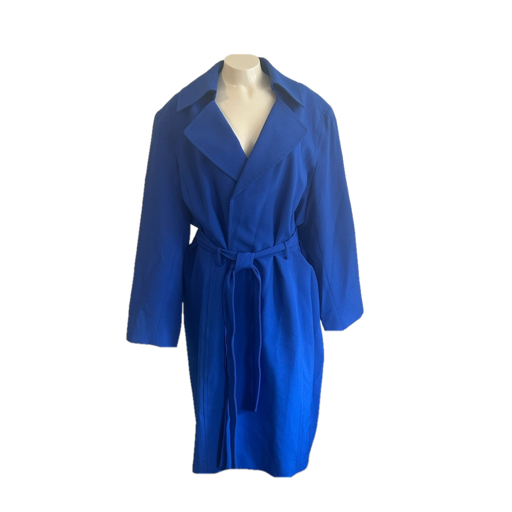 Le Suit Women's Blue midi pockets belted Jacket / coat Sz 24W NWT